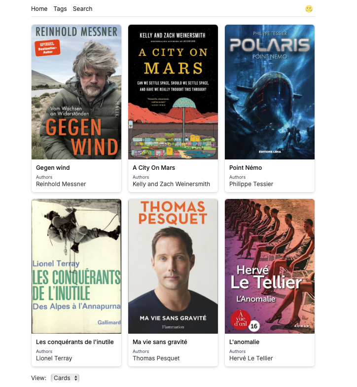 The work-in-progress base view for a Base that lists books I have recently read.